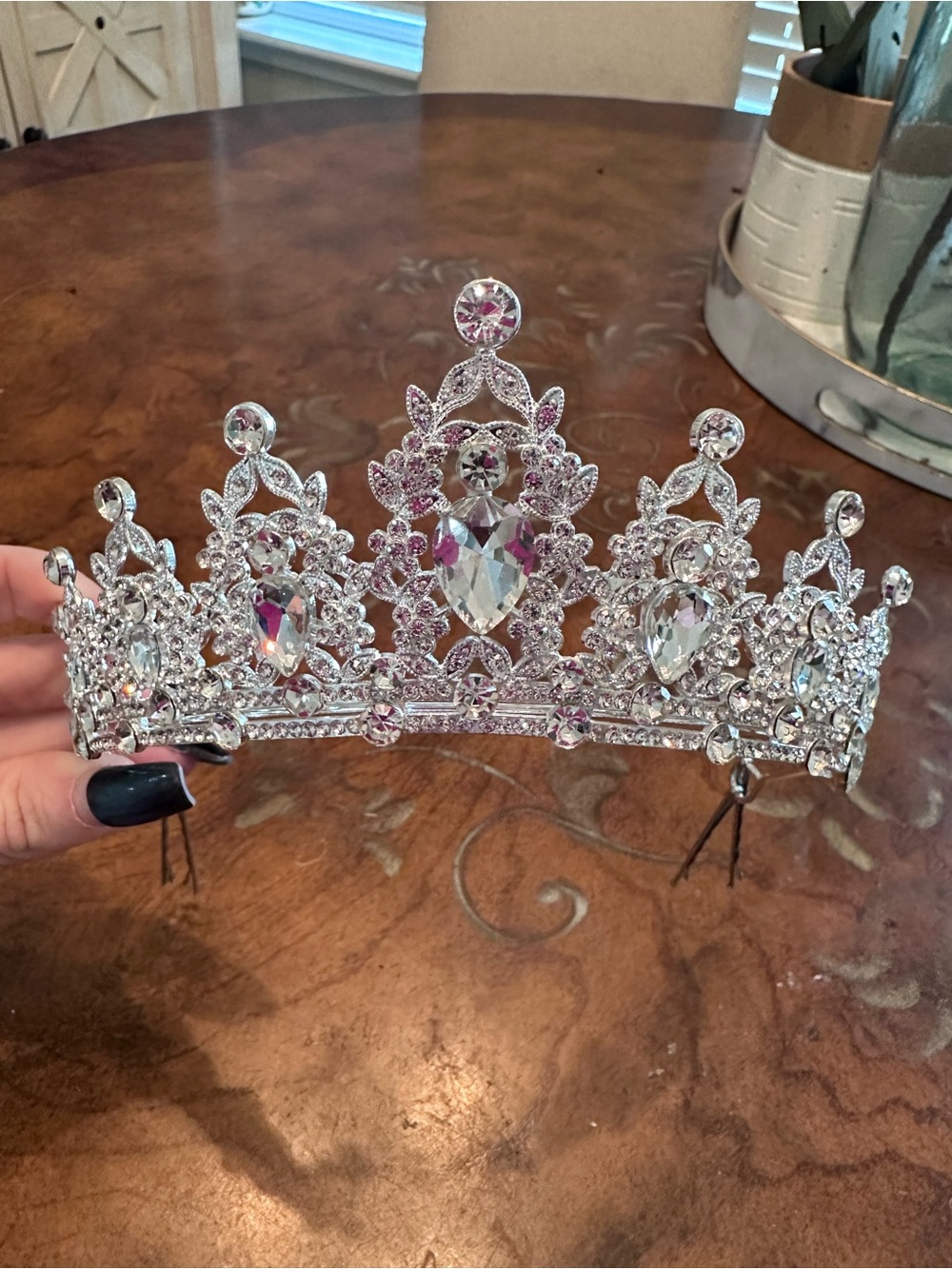 Silver Color Rhinestone Crystal crown Bridal Wedding Tiara princess